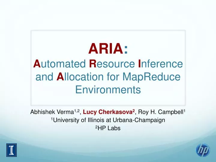 aria a utomated r esource i nference and a llocation for mapreduce environments