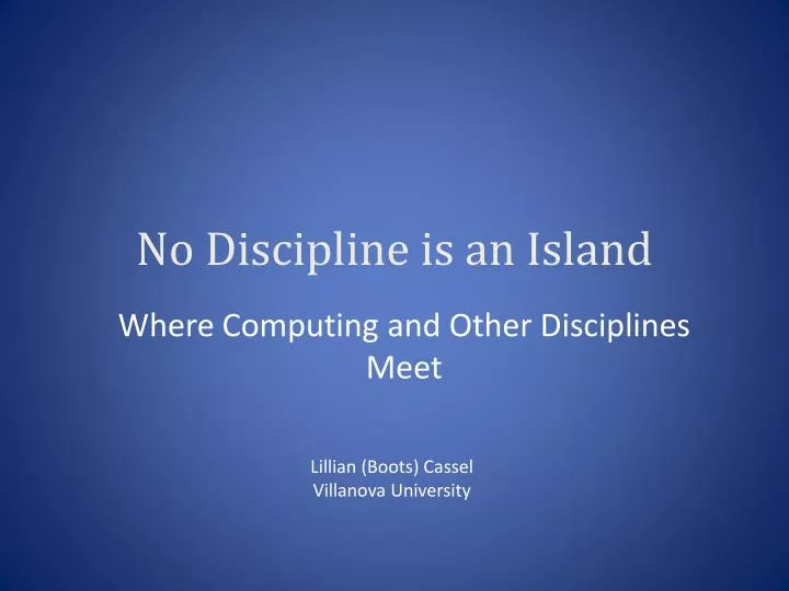 no discipline is an island
