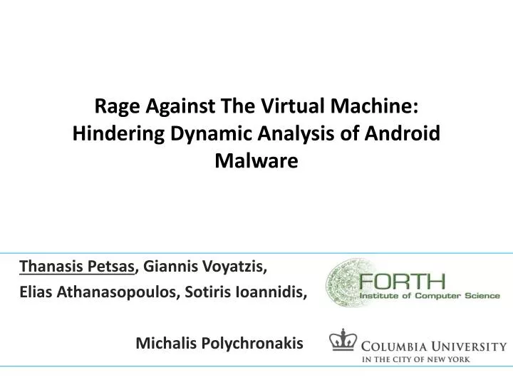 rage against the virtual machine hindering dynamic analysis of android malware