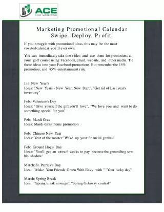 Marketing Promotional Calendar