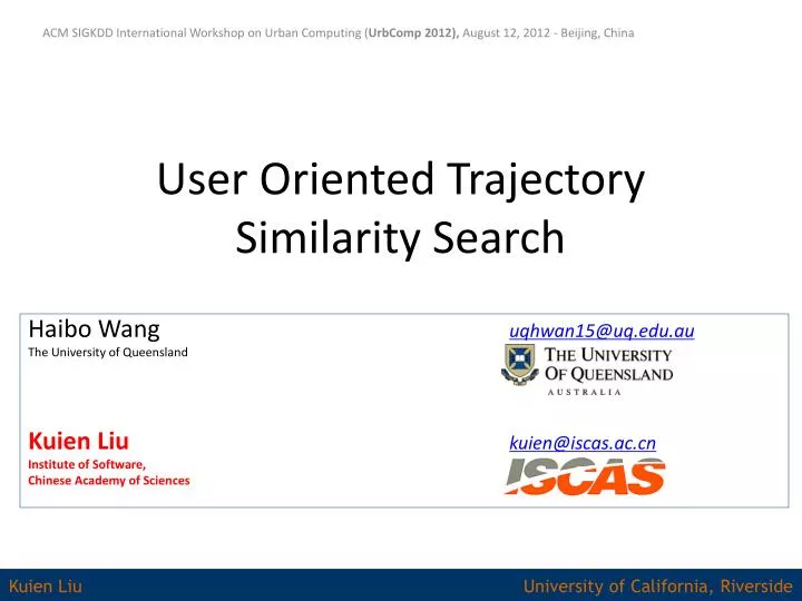 user oriented trajectory similarity search