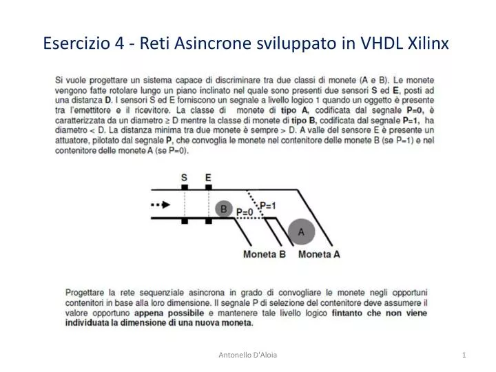 esercizio 4 reti asincrone sviluppato in vhdl xilinx