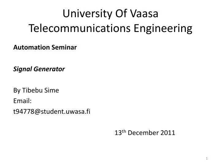 university of vaasa telecommunications engineering