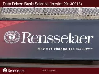 Data Driven Basic Science (interim 20130916)