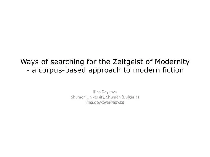 ways of searching for the zeitgeist of modernity a corpus based approach to modern fiction