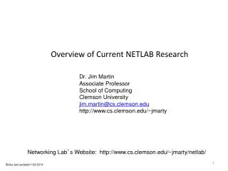 Overview of Current NETLAB Research