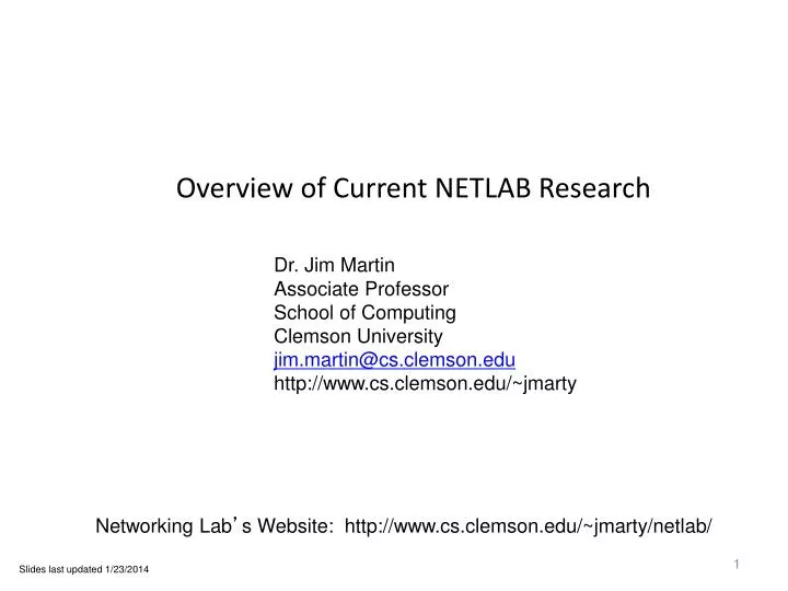 overview of current netlab research
