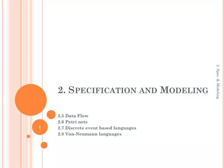 2 specification and modeling