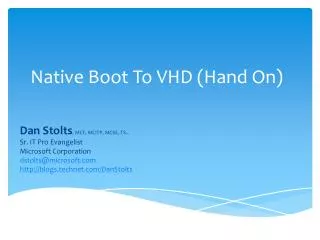 Native Boot To VHD (Hand On)