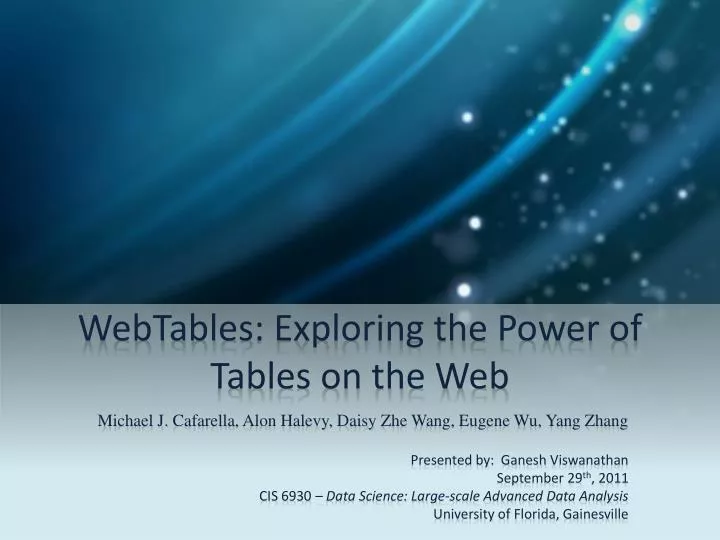 webtables exploring the power of tables on the web