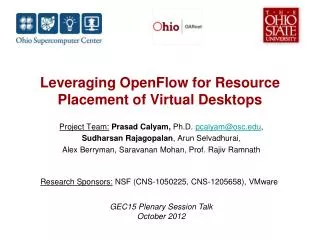Leveraging OpenFlow for Resource Placement of Virtual Desktops