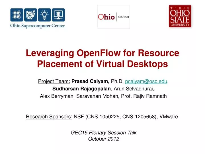 leveraging openflow for resource placement of virtual desktops