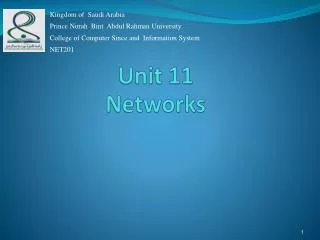 Unit 11 Networks