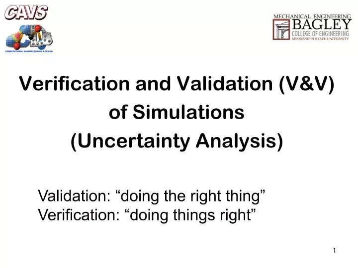 verification and validation v v of simulations uncertainty analysis