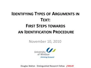 Identifying Types of Arguments in Text: First Steps towards an Identification Procedure