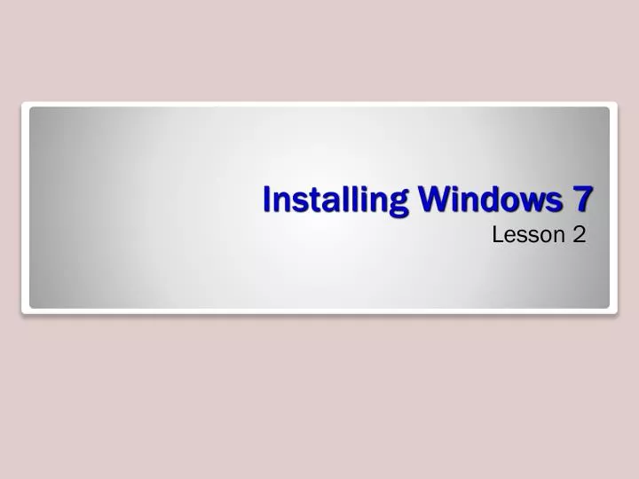 installing windows 7