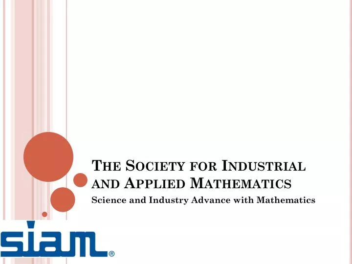 the society for industrial and applied mathematics