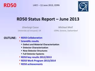 RD50 Status Report – June 2013