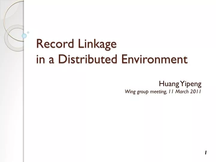 record linkage in a distributed environment
