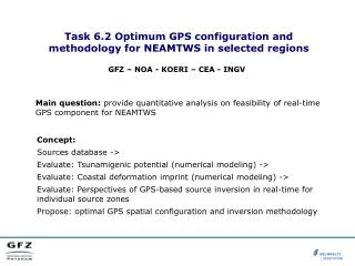 Task 6.2 Optimum GPS configuration and methodology for NEAMTWS in selected regions