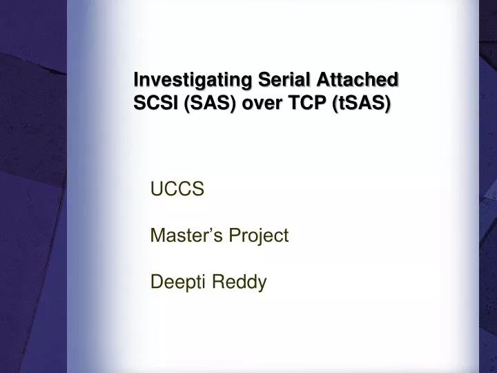 investigating serial attached scsi sas over tcp tsas
