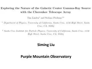 Siming Liu Purple Mountain Observatory