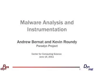 Malware Analysis and Instrumentation