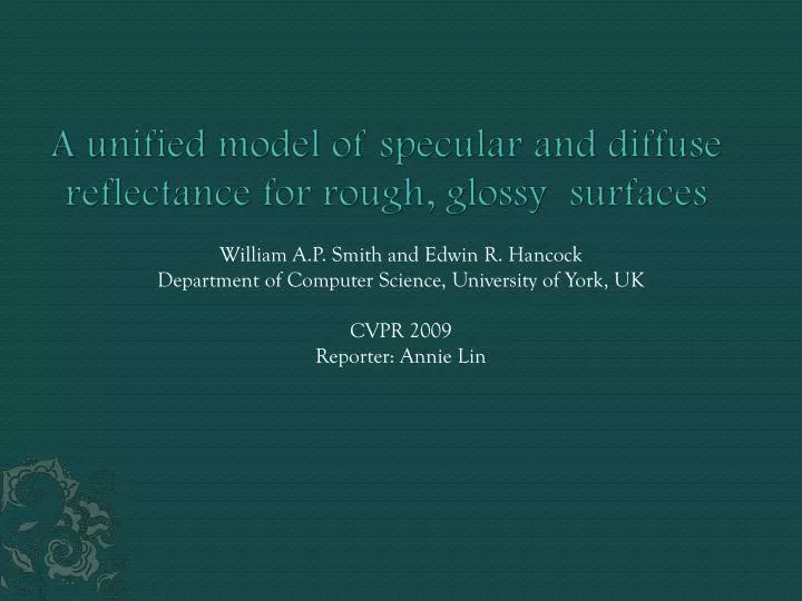 a unified model of specular and diffuse reflectance for rough glossy surfaces