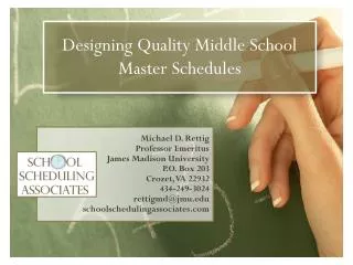 Designing Quality Middle School Master Schedules