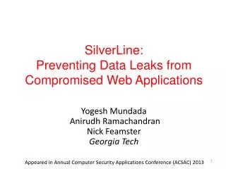SilverLine: Preventing Data Leaks from Compromised Web Applications