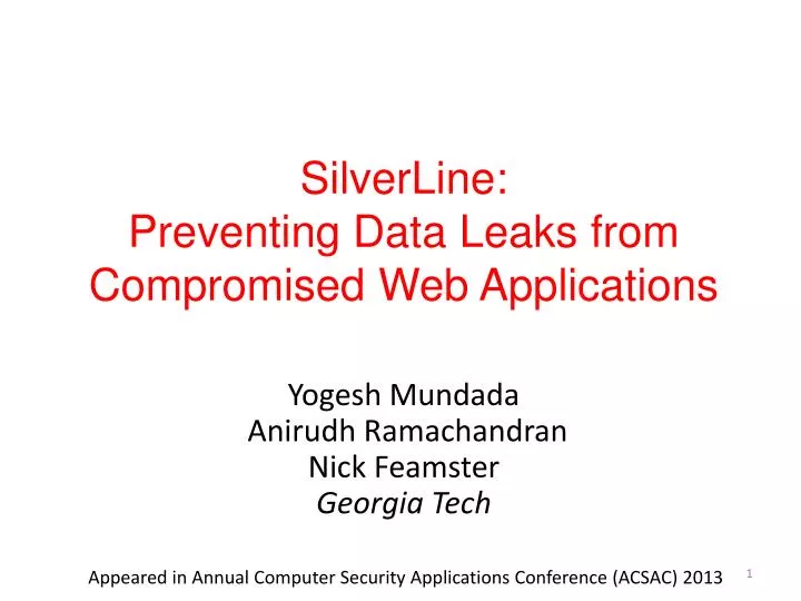 silverline preventing data leaks from compromised web applications