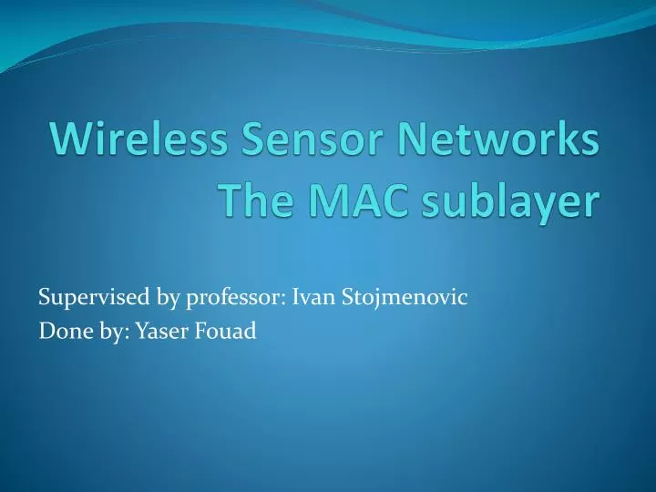 wireless sensor networks the mac sublayer