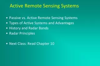 Active Remote Sensing Systems March 2, 2005