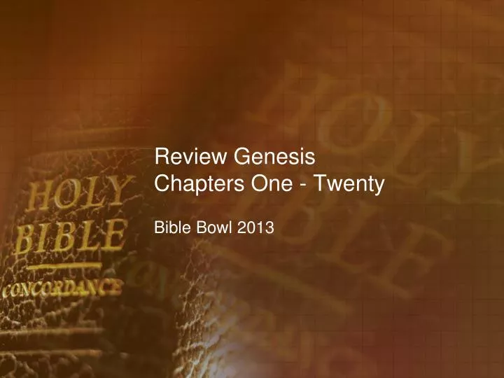 review genesis chapters one twenty