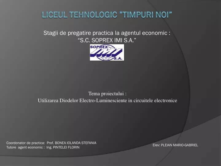 tema proiectului utilizarea diodelor electro l uminesciente in circuitele electronice