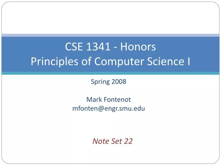 cse 1341 honors principles of computer science i