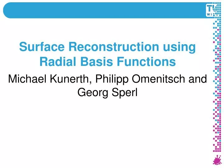 surface reconstruction using radial basis functions