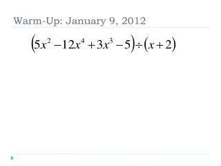 warm up january 9 2012