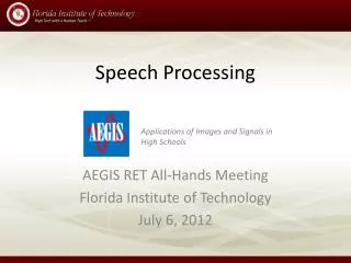 Speech Processing