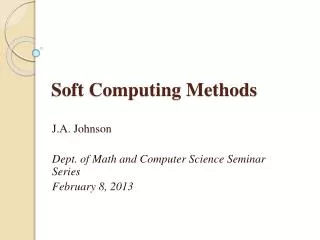 Soft Computing Methods