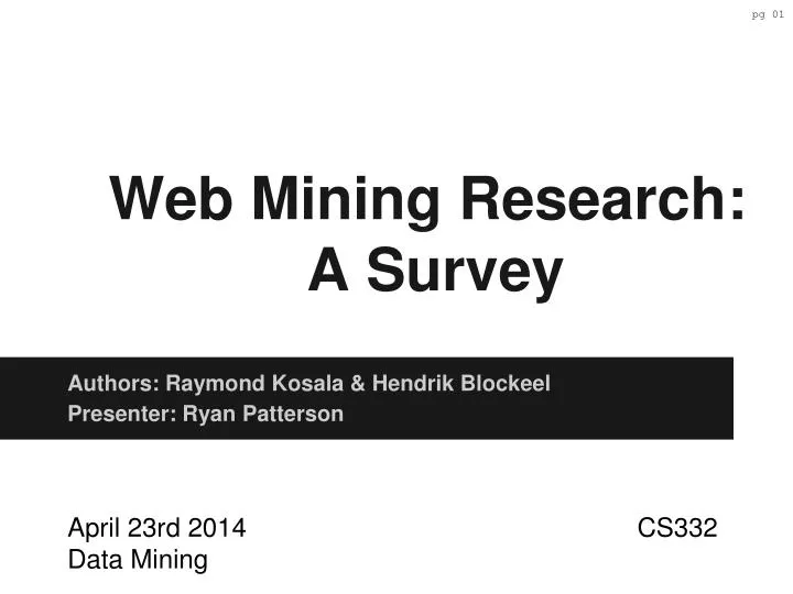 april 23rd 2014 cs332 data mining