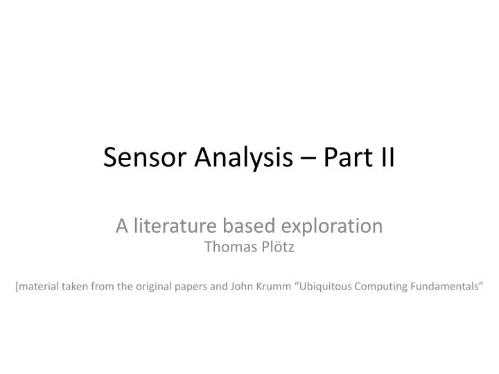 sensor analysis part ii