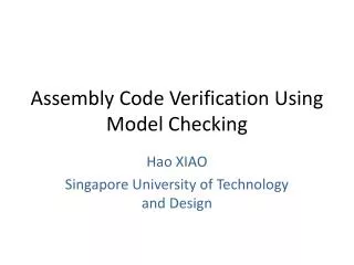 Assembly Code Verification Using Model Checking