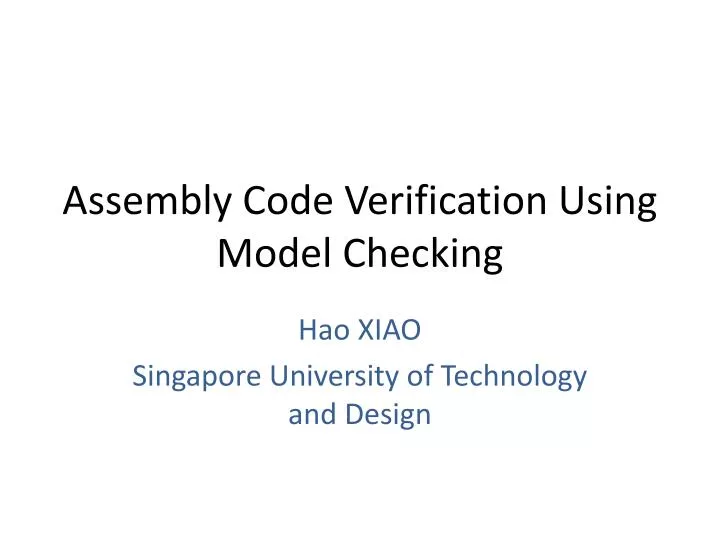 assembly code verification using model checking