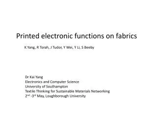Printed electronic functions on fabrics