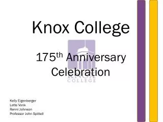 Knox College 175 th Anniversary Celebration