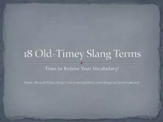 18 Old-Timey Slang Terms