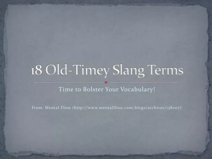 18 old timey slang terms