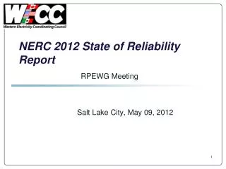 NERC 2012 State of Reliability Report