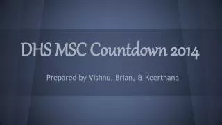 DHS MSC Countdown 2014